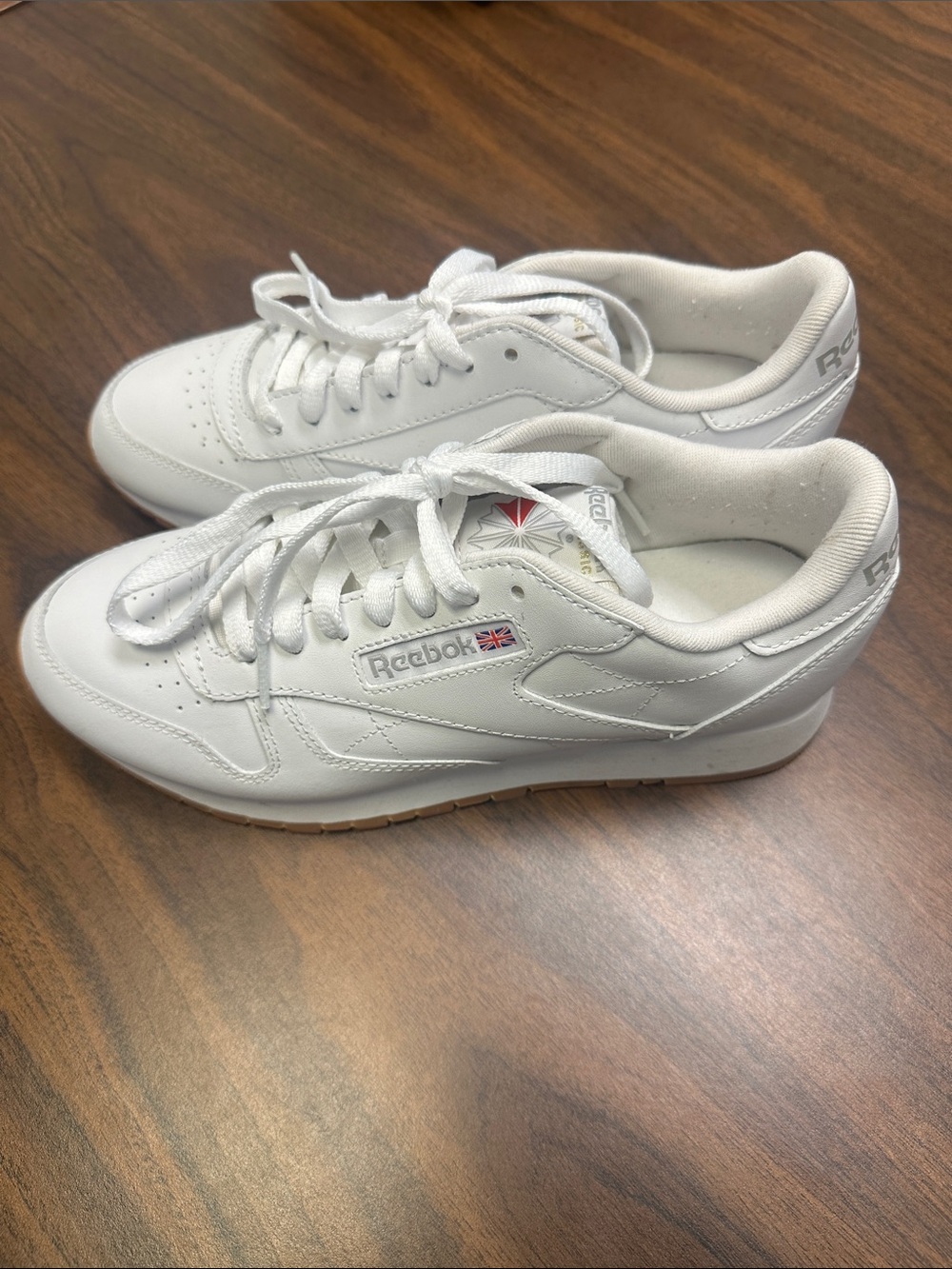 Reebok White Leather Low-Top Sneakers with Gum Outsole